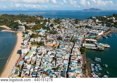 Top down view of Cheung Chau island in Hong Kong
