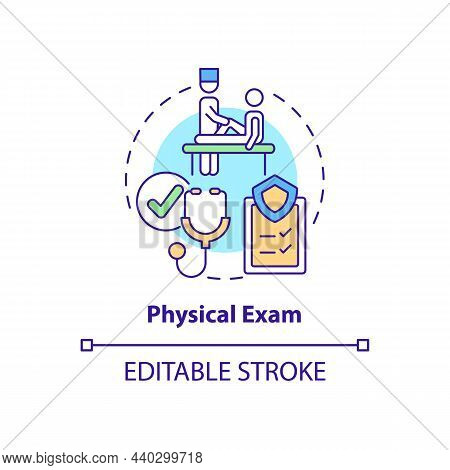Physical Exam Concept Icon. Annual Medical Examination Abstract Idea Thin Line Illustration. Medical