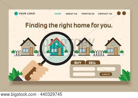 Real Estate Concept Website Landing Page Ui Design Vector Illustration