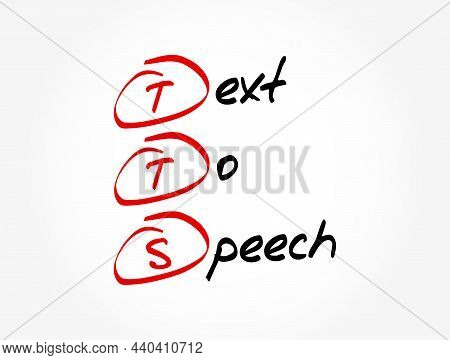 Tts - Text To Speech Acronym, Technology Concept Background