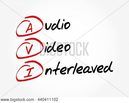 Avi - Audio Video Interleaved Acronym, Technology Concept Background