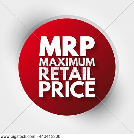 Mrp - Maximum Retail Price Acronym, Business Concept Background