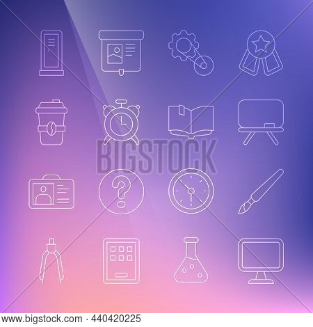 Set Line Computer Monitor, Paint Brush, Chalkboard, Timing Belt Kit, Alarm Clock, Coffee Cup Go, Loc