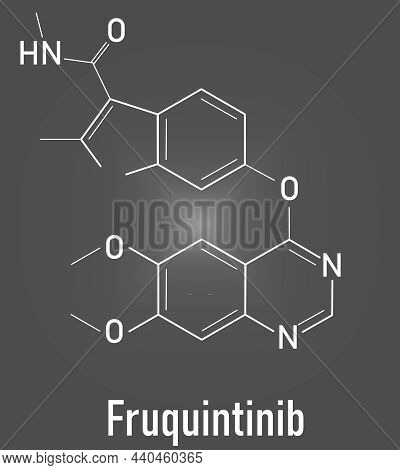 Skeletal Formula Of Fruquintinib Cancer Drug Molecule.