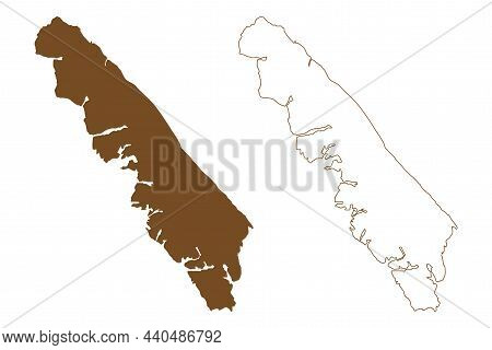 Pitt Island (canada, North America, British Columbia Province) Map Vector Illustration, Scribble Ske