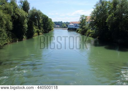 View Of The River Iller Near Kempten In The Allgäu