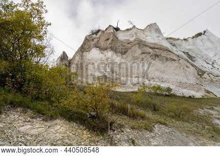 Beautiful Chalk Cliffs Towering Over The Baltic Sea. Picture From Mons Klint In Denmark