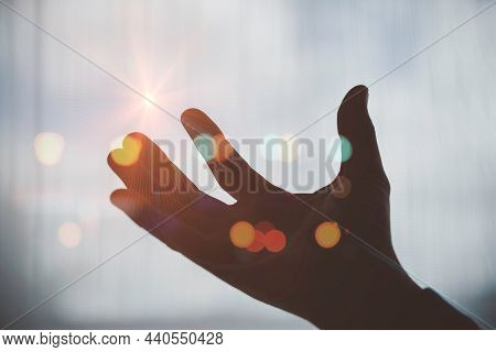 Human hands open palm up worship. Eucharist Therapy Bless God Helping Repent Catholic Easter Lent Mi