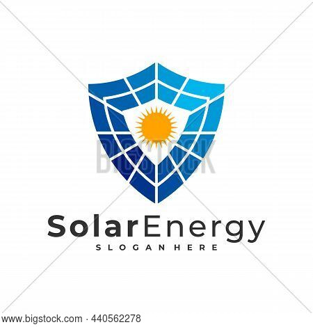 Shield Solar Logo Vector Template, Creative Sun Energy Logo Design Concepts