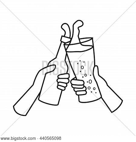 Vector Illustration Of Beer And Glass Icon. Graphic Of Beer And Hand Stock Vector Illustration.