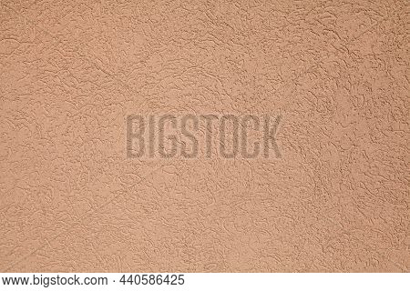 Brown (coffee) Wall, Texture, Background. Plastered Building Wall, Painted With Water-based Paint. D