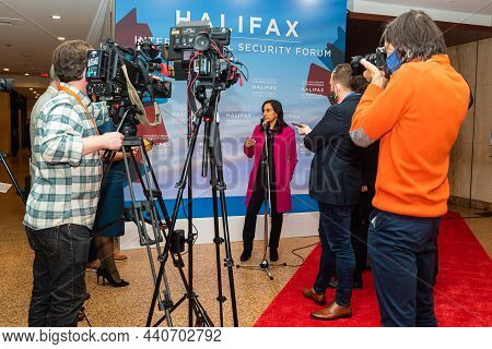 Halifax, Canada - Nov. 20, 2021: Halifax International Security Forum. Canadian Defence Minister Ani