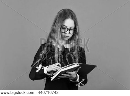 Her First Day At School. Little Girl On September 1. Small Child Do Homework On September 1. Back To
