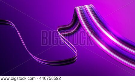 3d Purple Realistic Brush Stroke Oil Or Acrylic Paint. Wave Liquid Shape. Trendy Design 3d Illustrat