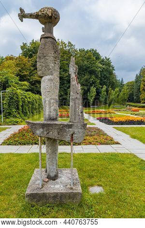 Poznan, Poland - October 2 2020: Sunday Sculpture Of Roman Tarkowski At Floral Garden In Citadel Par
