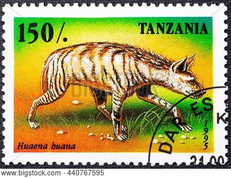 A Stamp Printed In Tanzania Shows Hyena Hyaena, Circa 1995