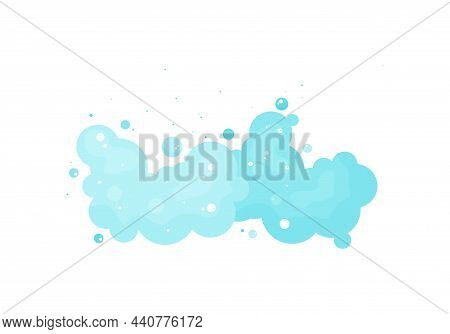 Suds And Foam Vector Icon, Blue Soap Bubbles. Effervescent Air Isolated On White Background. Abstrac