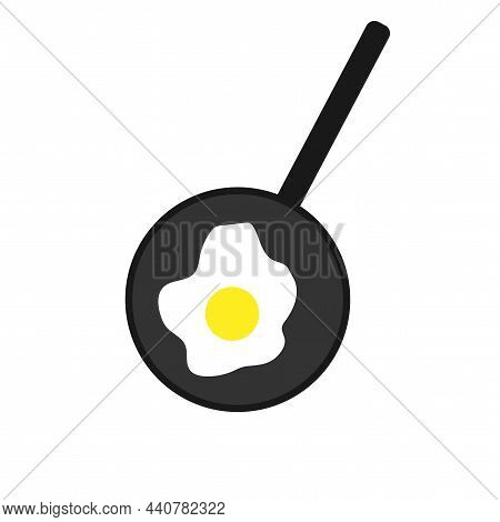 Scrambled Eggs In A Frying Pan. Food Icon. Delicious Snack. Hot Meal. Breakfast Element. Vector Illu
