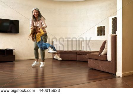 Lovely Senior Woman Living Active Life, Staying In Good Physical Condition To Upbring Lovely Grandda