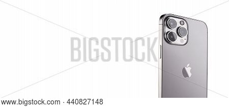 The New Iphone 13 Promax With A System Of Three New Cameras For Photo And Video Shooting, The Color 