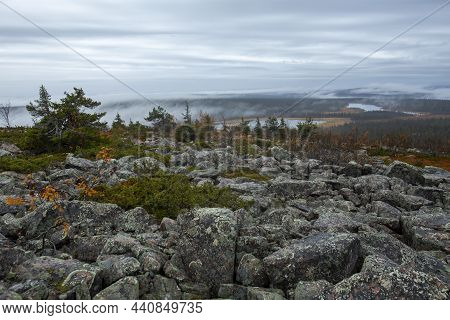 Autumnal Stony Landscape Of Sallatunturi, Salla, Finland, Northern Europe
