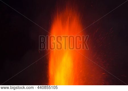 Volcanic Eruption Flare-up. Cumbre Vieja Natural Park. El Paso. La Palma. Canary Islands. Spain.