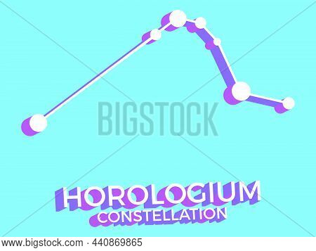 Horologium Constellation 3d Symbol. Constellation Icon In Isometric Style On Blue Background. Cluste