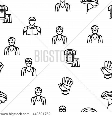 Bike Transport And Accessories Vector Seamless Pattern Thin Line Illustration