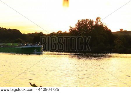 Regensburg, Germany- September 23, 2021:  Tour Der Ms Wissenschaft - Exhibition Ship On Danube River