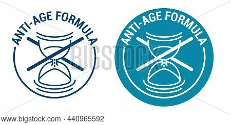 Anti-age Stamp - Badge For Anti-aging Cosmetics Or Cosmetology Products Packaging - Strikethrough Sa