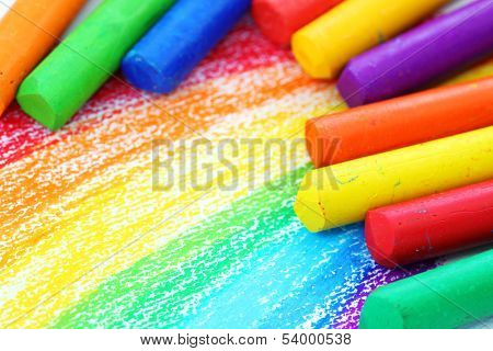 Oil Pastel Crayons on a white paper