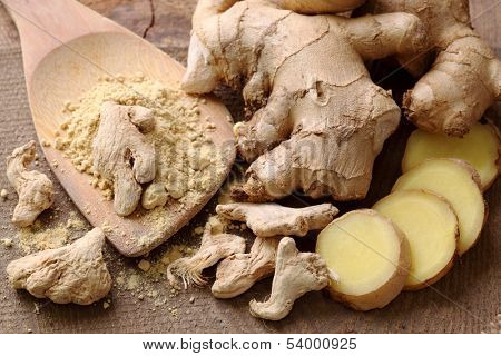 Fresh, dried and powdered ginger