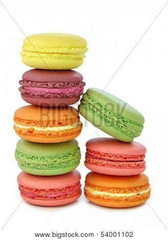 Colorful macaroons isolated on white background