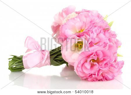 bouquet of eustoma flowers, isolated on white