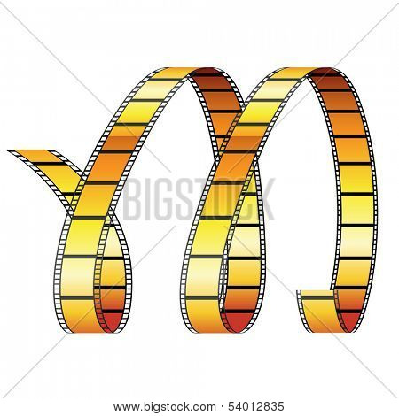 Illustration of Curly Film Reel Forming Letter M isolated on a white background
