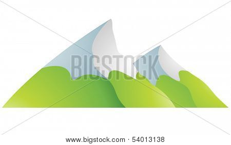 Illustration of Snowy Mountains Cartoon isolated on a white background
