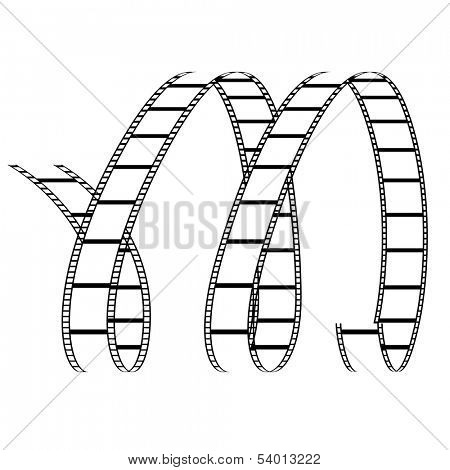 Illustration of Curly Film Reel Forming Letter M isolated on a white background