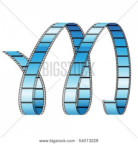 Illustration of Curly Film Reel Forming Letter M isolated on a white background