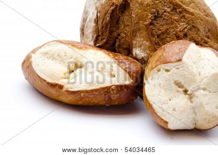 Lye bread rolls with bread