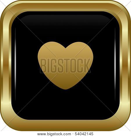 Black Gold Heart Icon.