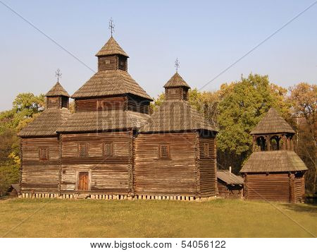 Wooden church . Pyrohiv. Kiev. Ukraine.