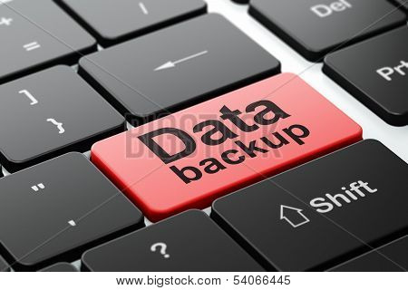 Data concept: Data Backup on computer keyboard background