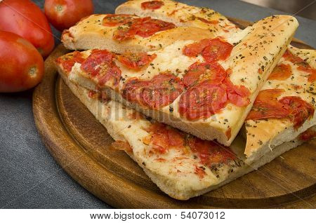 Focaccia with tomatoes