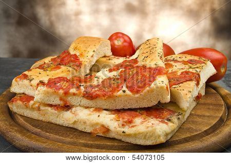 Focaccia with tomatoes