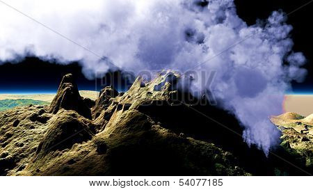 Anak Krakatau erupting - fantasy illustration