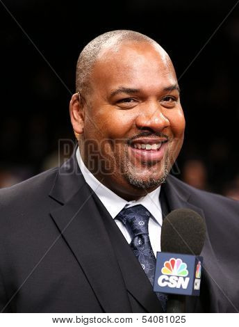 BROOKLYN, NY-APR 22: Former Chicago Bulls center Stacey King before a game at Barclays Center on April 22, 2013 in Brooklyn, New York.