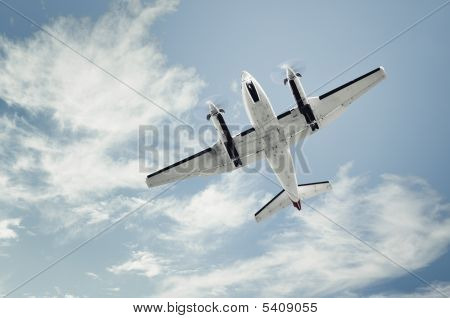 Malé vrtulové letadlo přistání