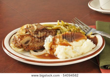 Salisbury Steak With Mashed Potatoes And Gravy