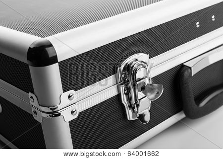 Metal briefcase isolated on white background