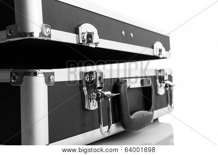 Metal briefcase isolated on white background